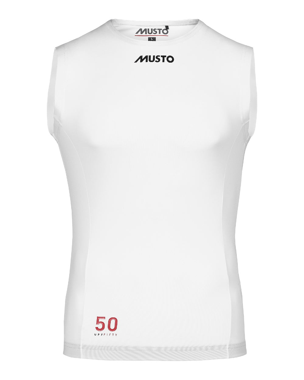 White coloured Musto Championship Rash Bib on white background 