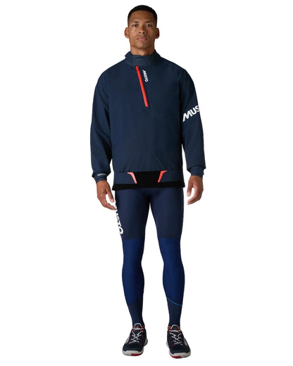 Navy coloured Musto Championship Smock 2.0 on white background 