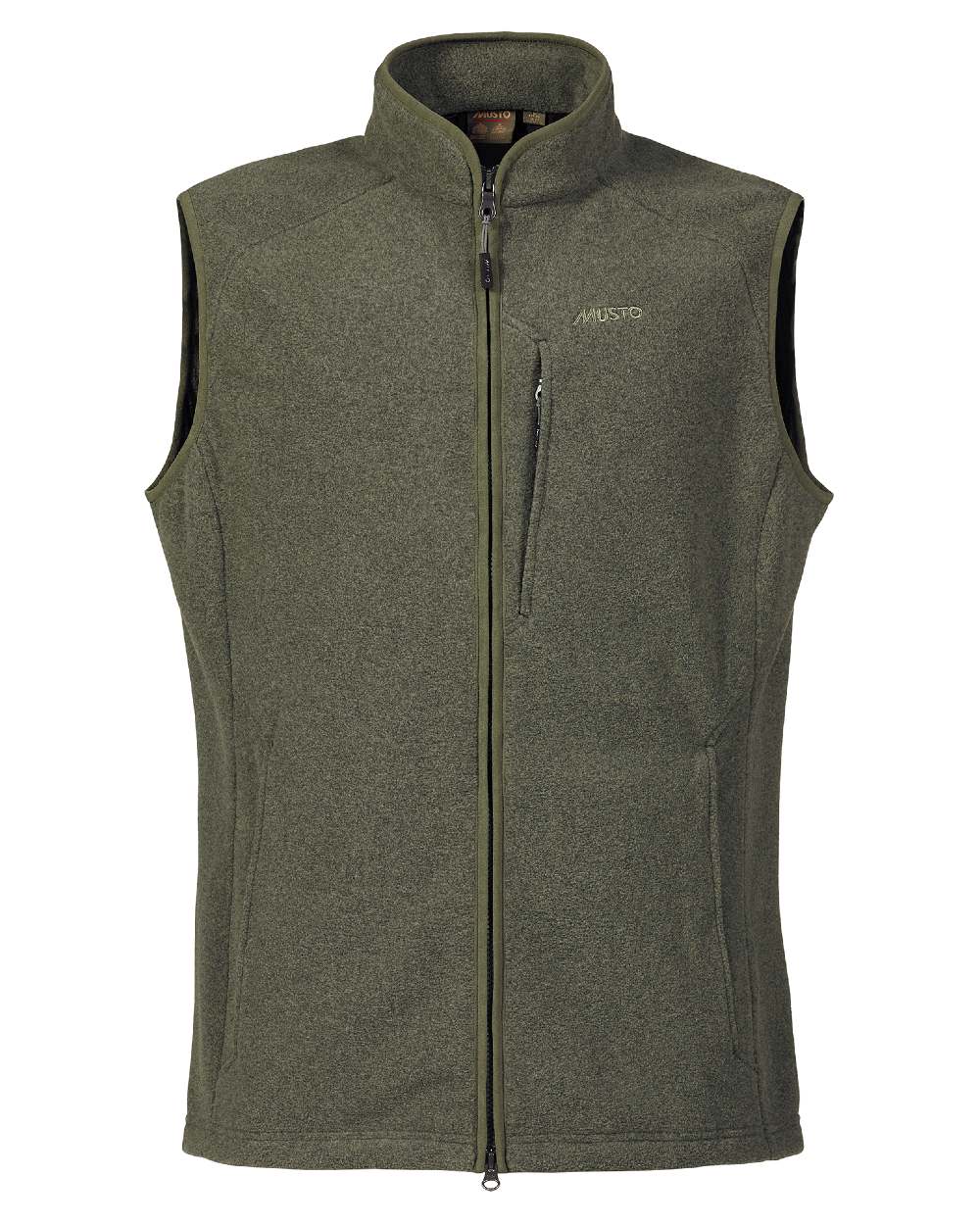 Deep Green Coloured Musto Fenland Polartec Fleece Vest on white background 