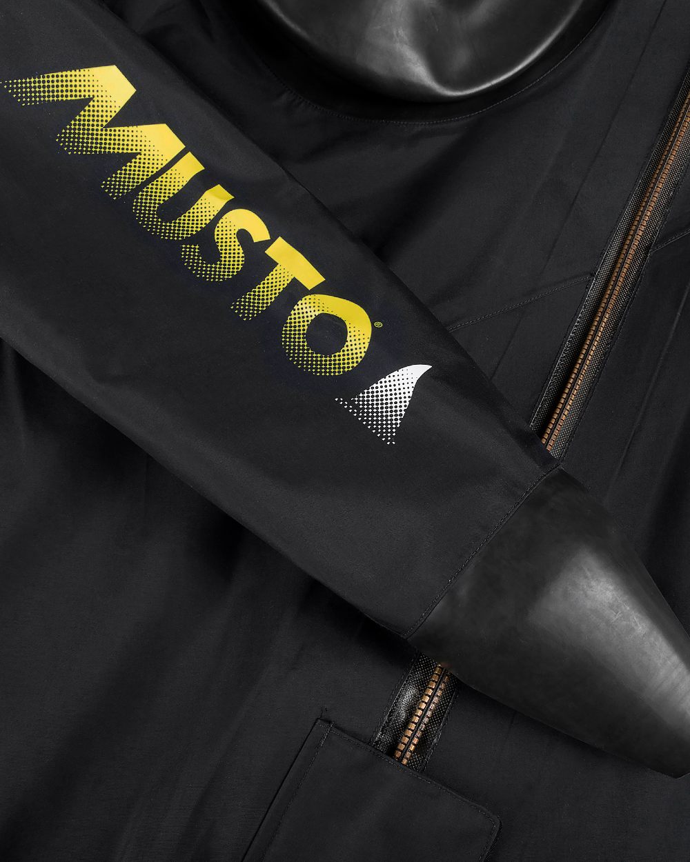 Black coloured Musto Foiling Drysuit on white background 