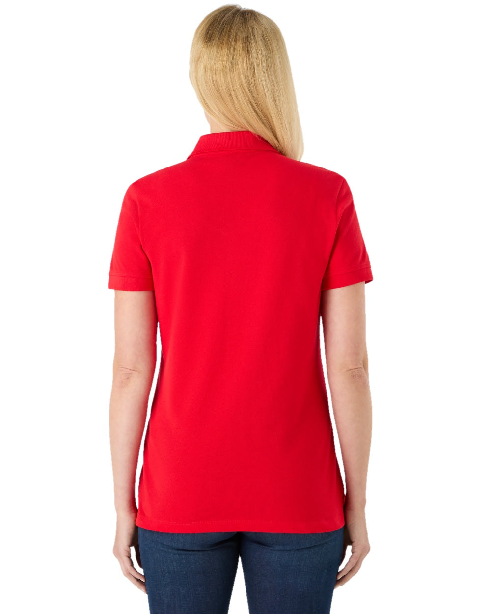 True Red Coloured Musto Ladies Essential Pique Polo Shirt on white background 
