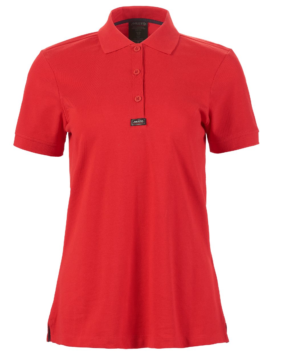 True Red Coloured Musto Ladies Essential Pique Polo Shirt on white background 
