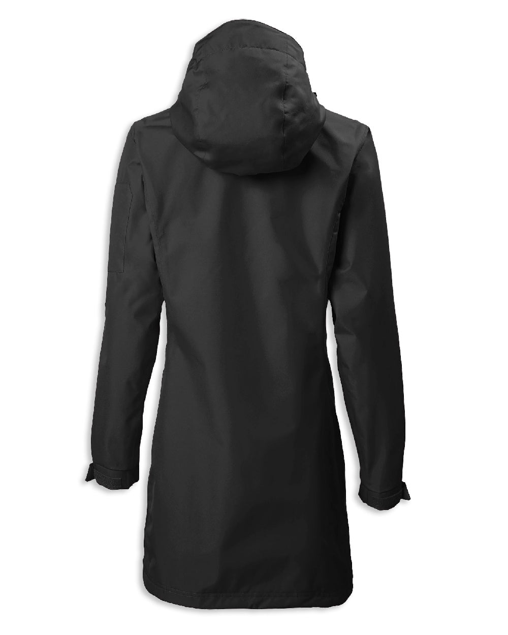 Black coloured Musto Ladies Sardinia Long Rain Jacket on white background 