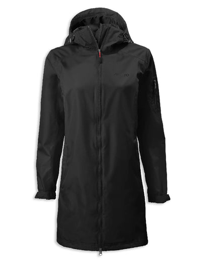 Black coloured Musto Ladies Sardinia Long Rain Jacket on white background 