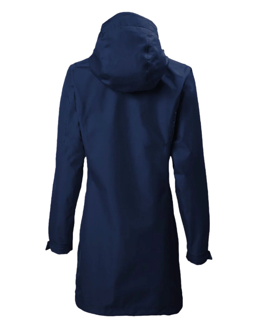 Navy coloured Musto Ladies Sardinia Long Rain Jacket on white background 