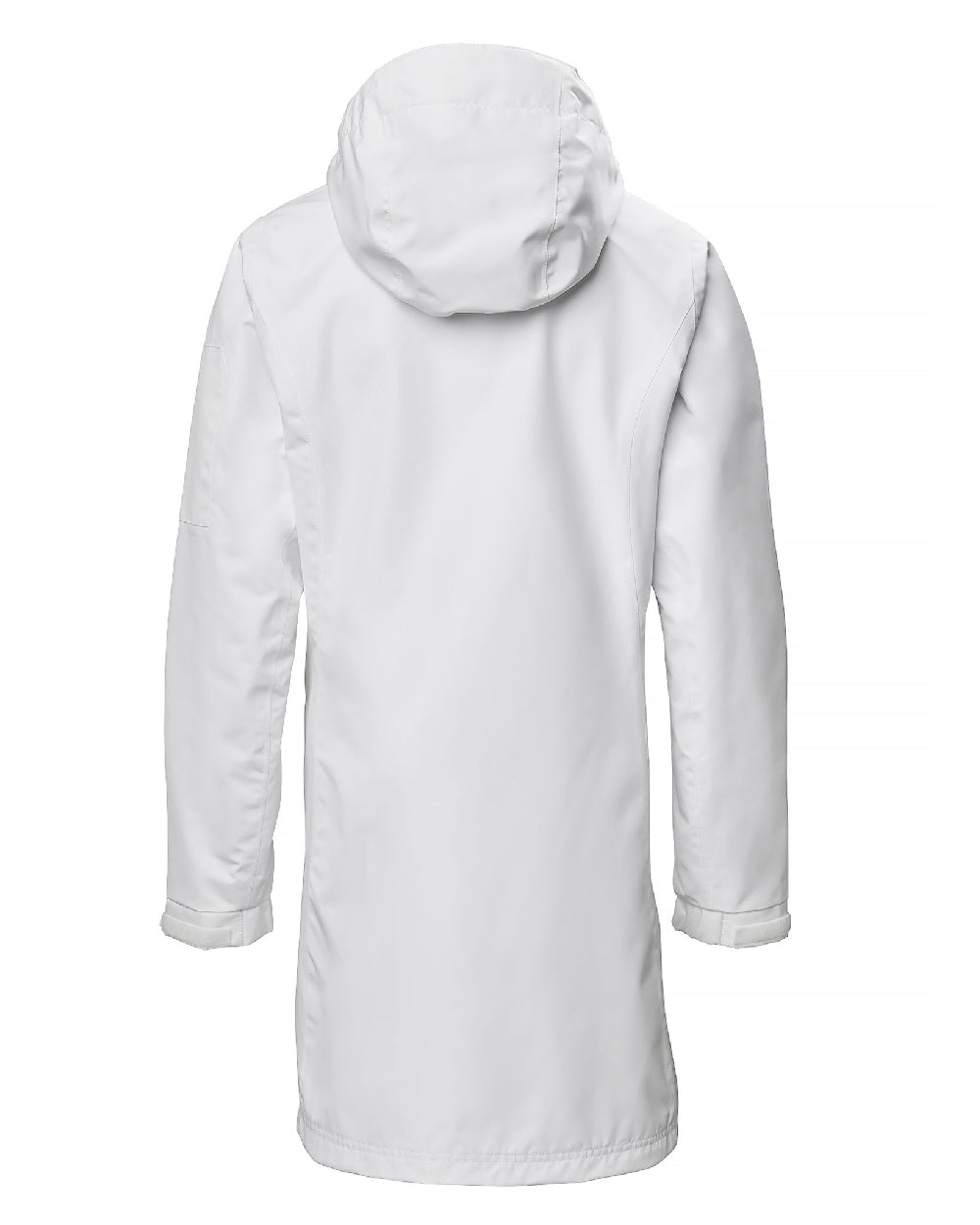 White coloured Musto Ladies Sardinia Long Rain Jacket on white background 