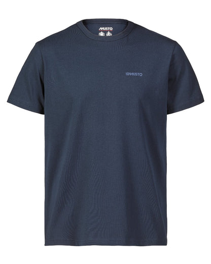 Navy Coloured Musto Marina Short Sleeve T-Shirt on white background 