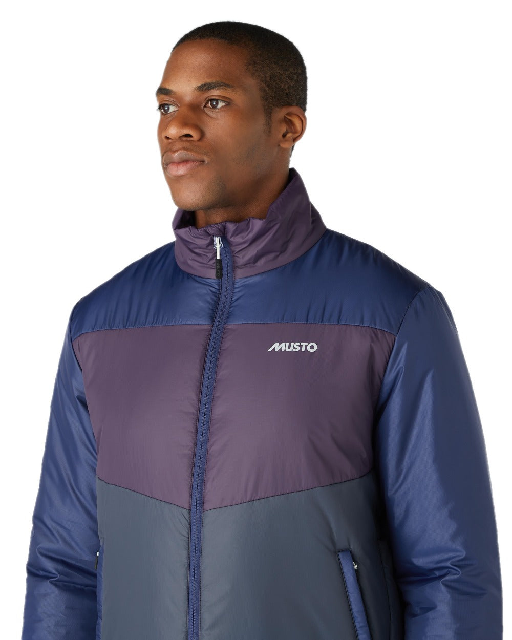 Ombre Blue coloured Musto Mens 64 PrimaLoft Jacket On A White Background 