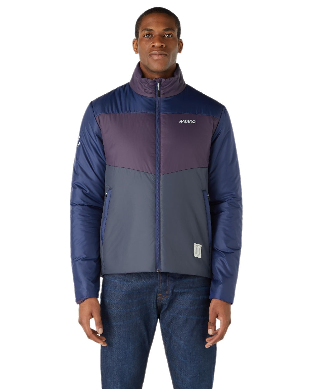 Ombre Blue coloured Musto Mens 64 PrimaLoft Jacket On A White Background 