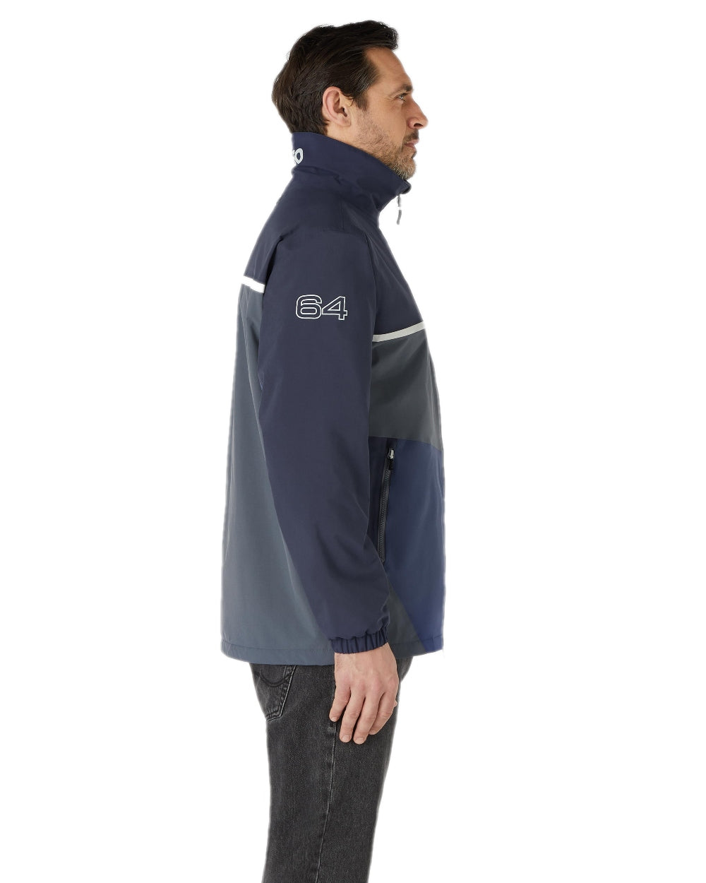 Ombre Blue Navy Coloured Musto Mens 64 Regatta Jacket on white background 