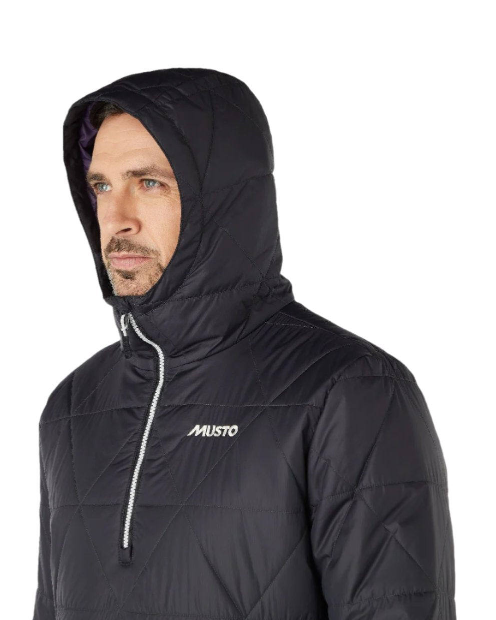 Carbon Coloured Musto Mens 64 Snug Quilt Anorak on white background 