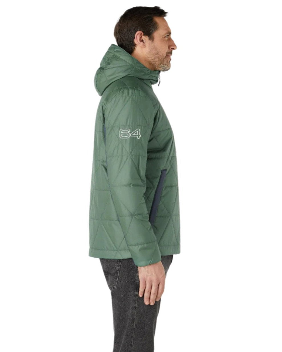 Duck Green Coloured Musto Mens 64 Snug Quilt Anorak on white background 