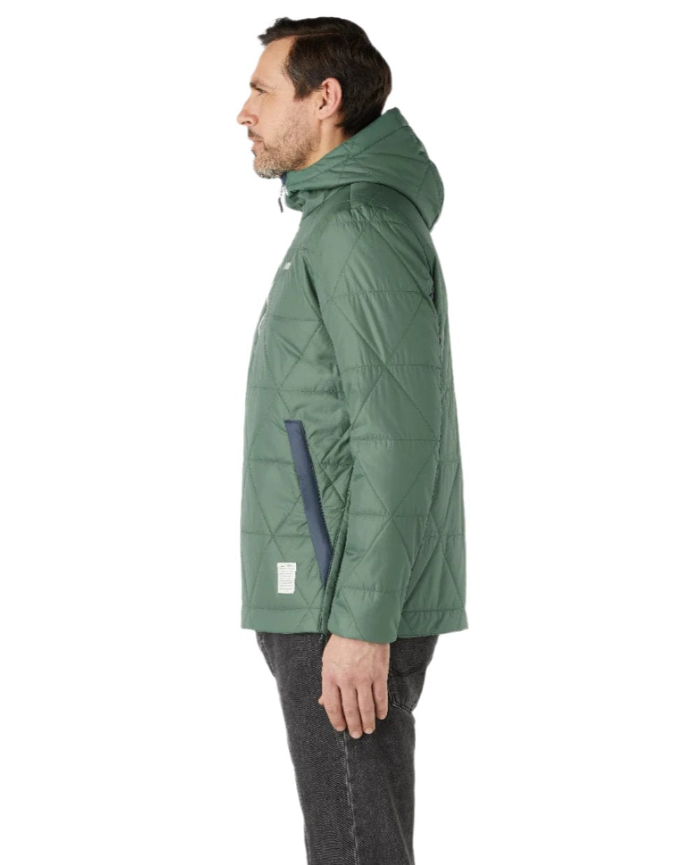 Duck Green Coloured Musto Mens 64 Snug Quilt Anorak on white background 