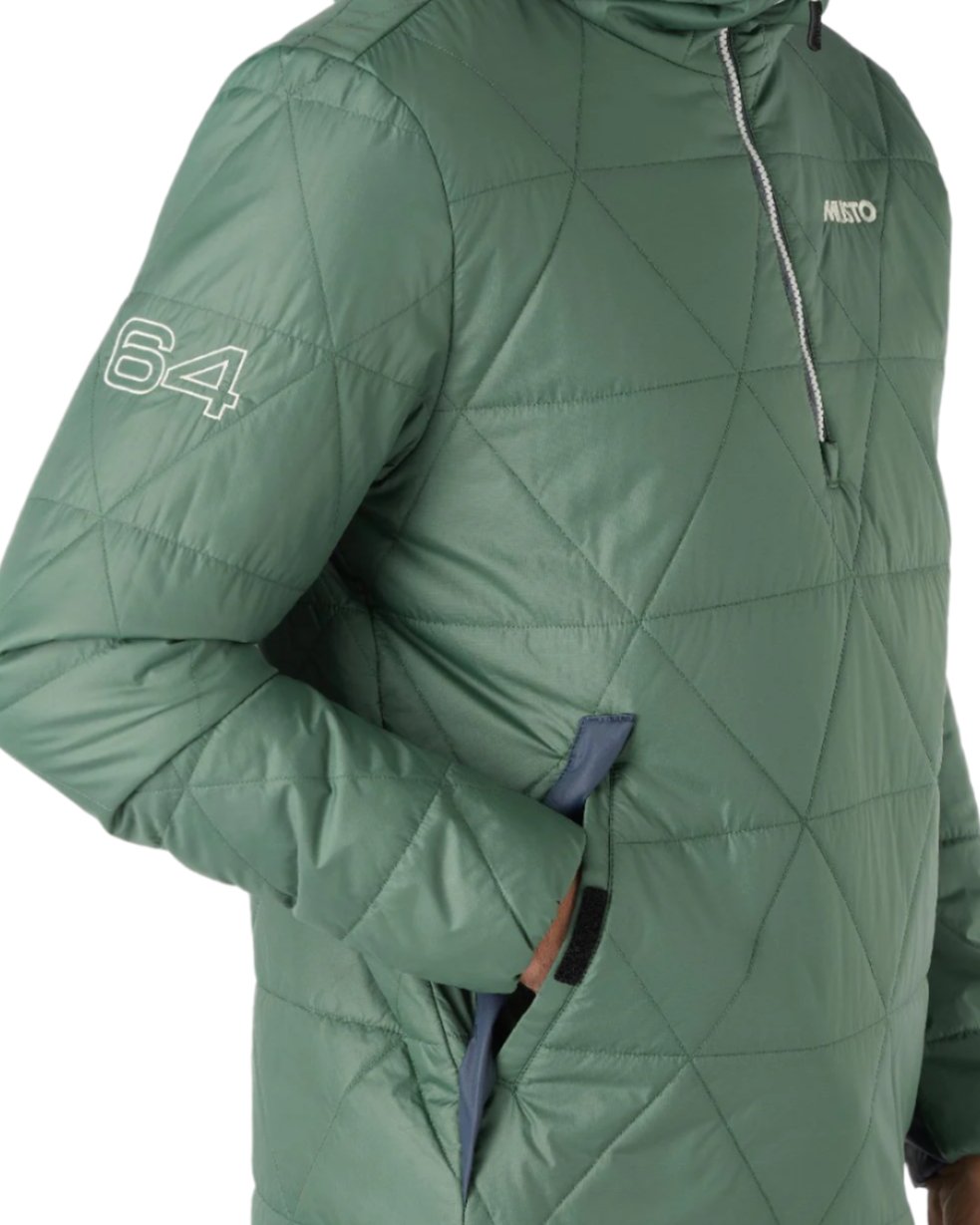 Duck Green Coloured Musto Mens 64 Snug Quilt Anorak on white background 