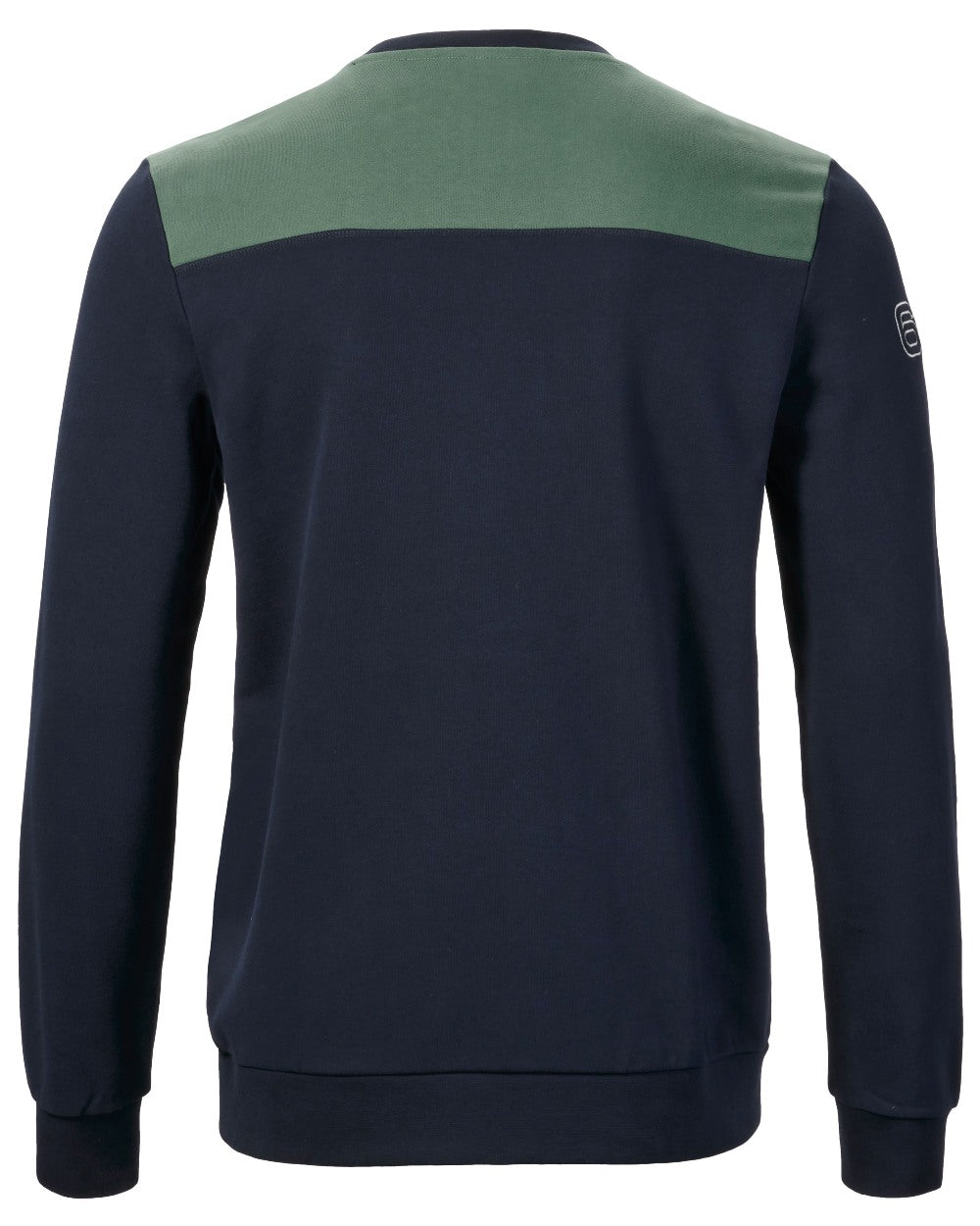 Navy Duck Green coloured Musto Mens 64 Tri Colour Sweatshirt On A White Background 