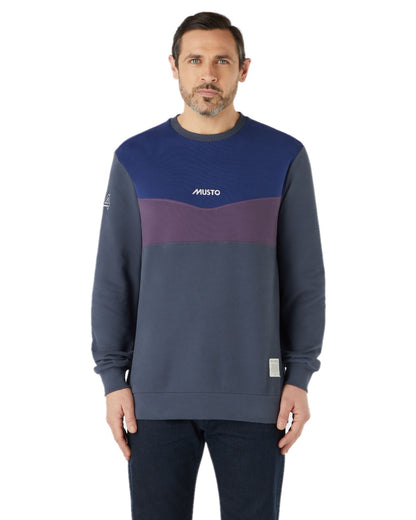 Ombre Blue Blueprint coloured Musto Mens 64 Tri Colour Sweatshirt On A White Background 