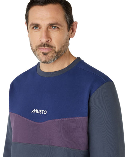 Ombre Blue Blueprint coloured Musto Mens 64 Tri Colour Sweatshirt On A White Background 