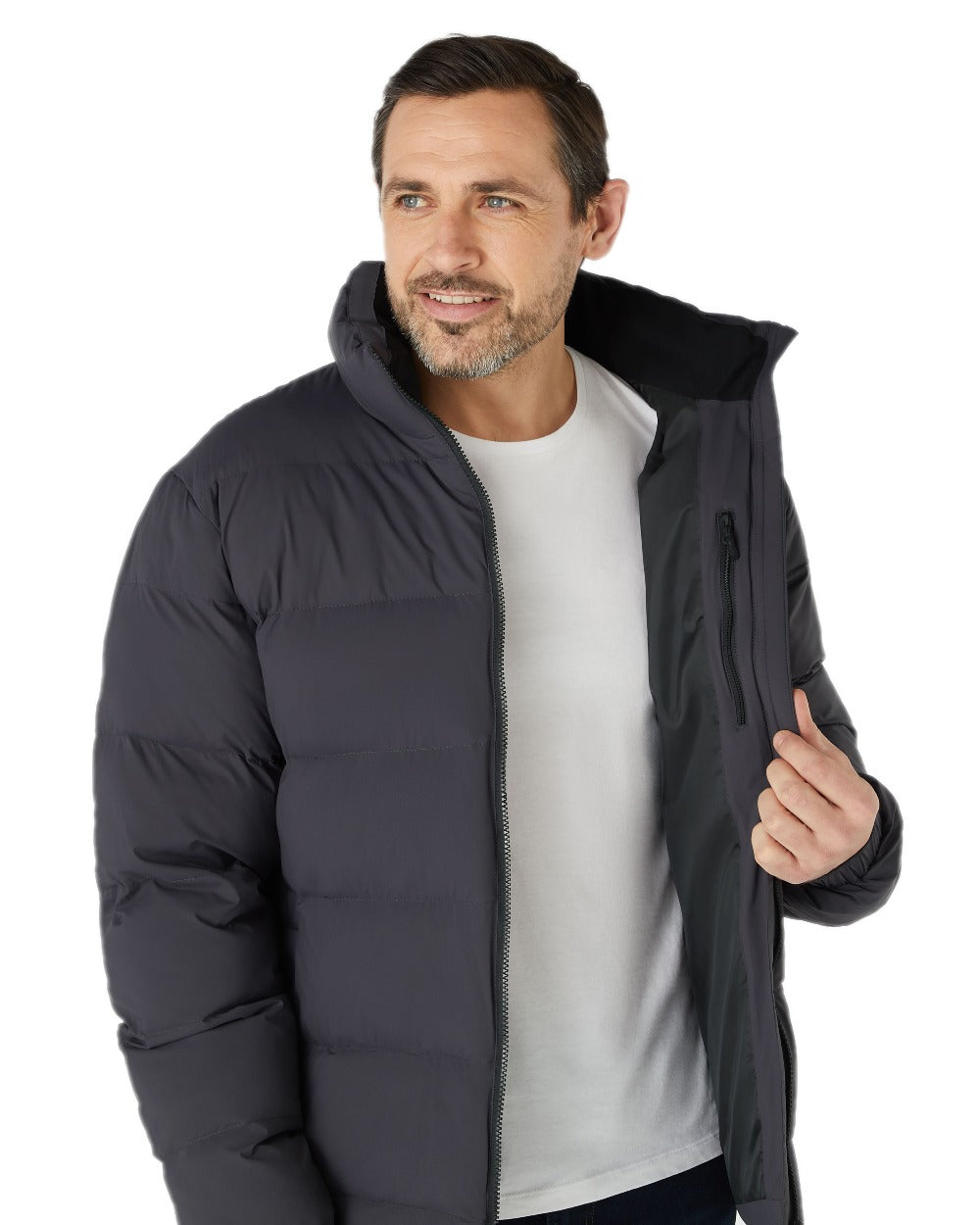 Carbon Coloured Musto Mens Active Puffer Jacket on white background 