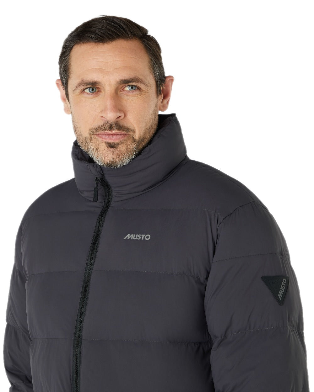 Carbon Coloured Musto Mens Active Puffer Jacket on white background 