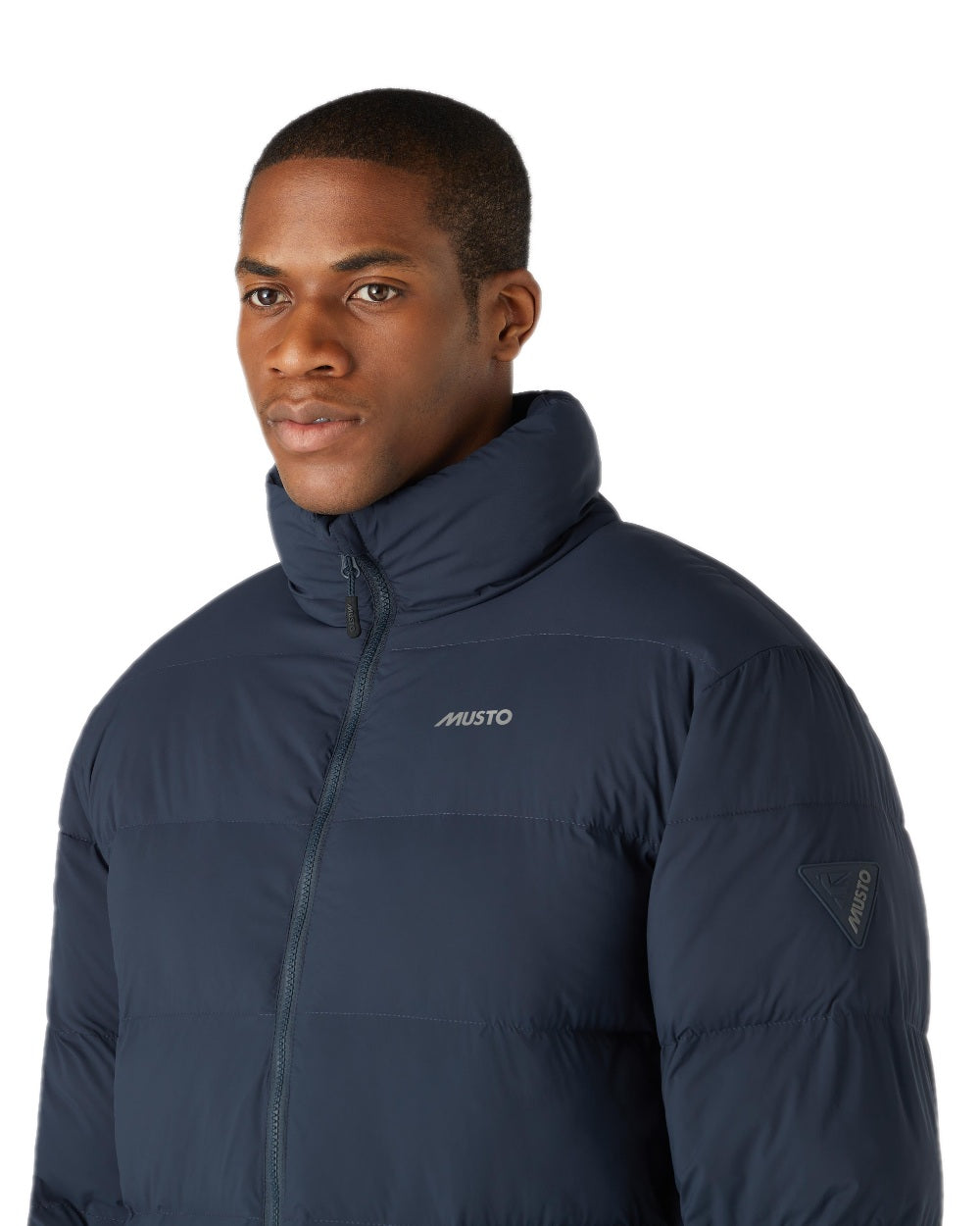 Navy Coloured Musto Mens Active Puffer Jacket on white background 