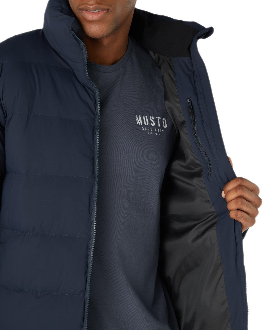 Navy Coloured Musto Mens Active Puffer Jacket on white background 