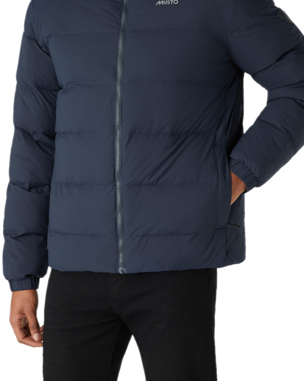 Navy Coloured Musto Mens Active Puffer Jacket on white background 