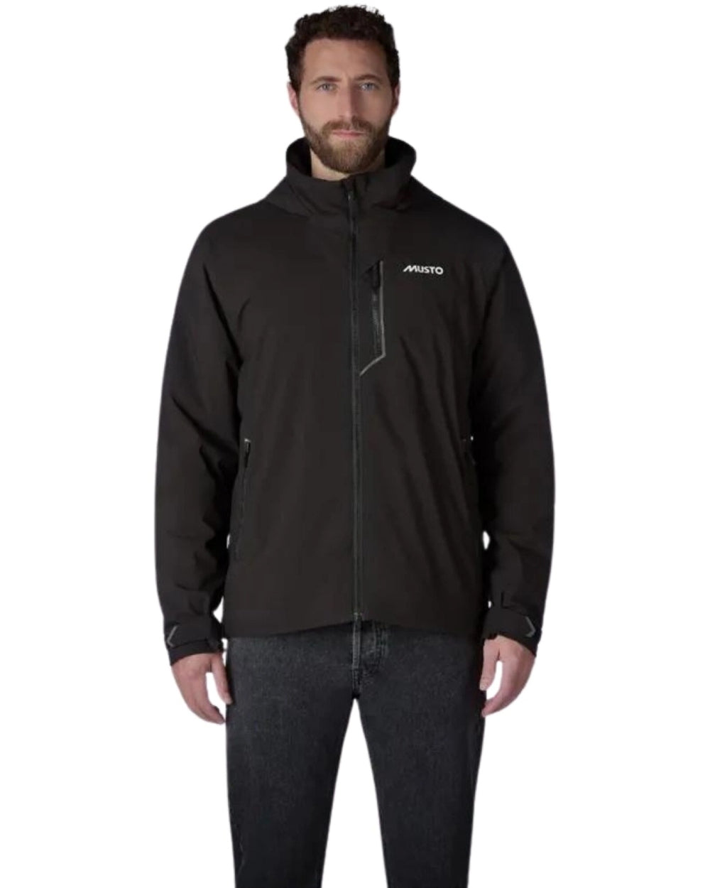 Black coloured Musto Mens BR1 Primaloft Midlayer Jacket on white background 