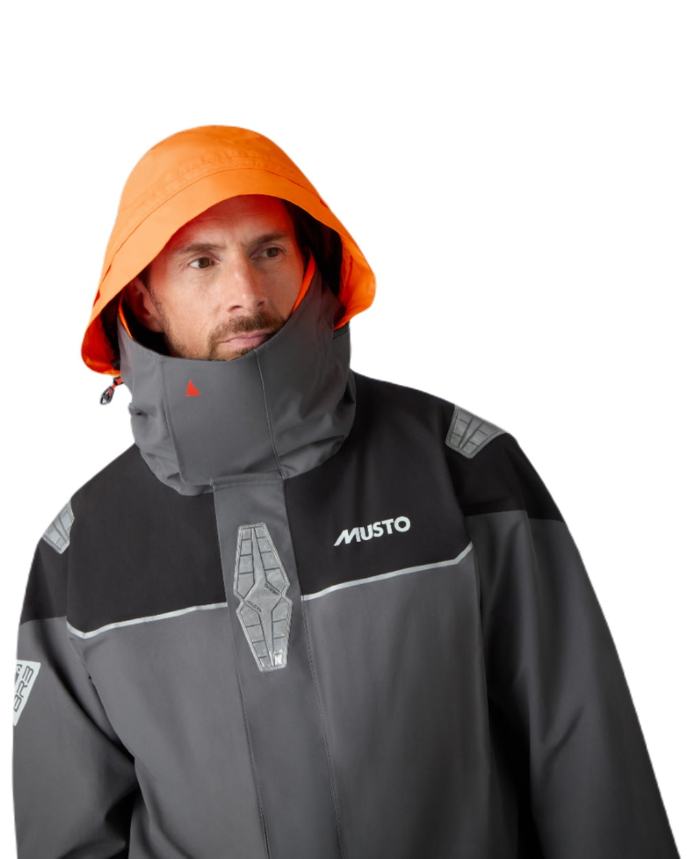 Charcoal coloured Musto Mens BR3 Pertex Offshore Jacket on white background 