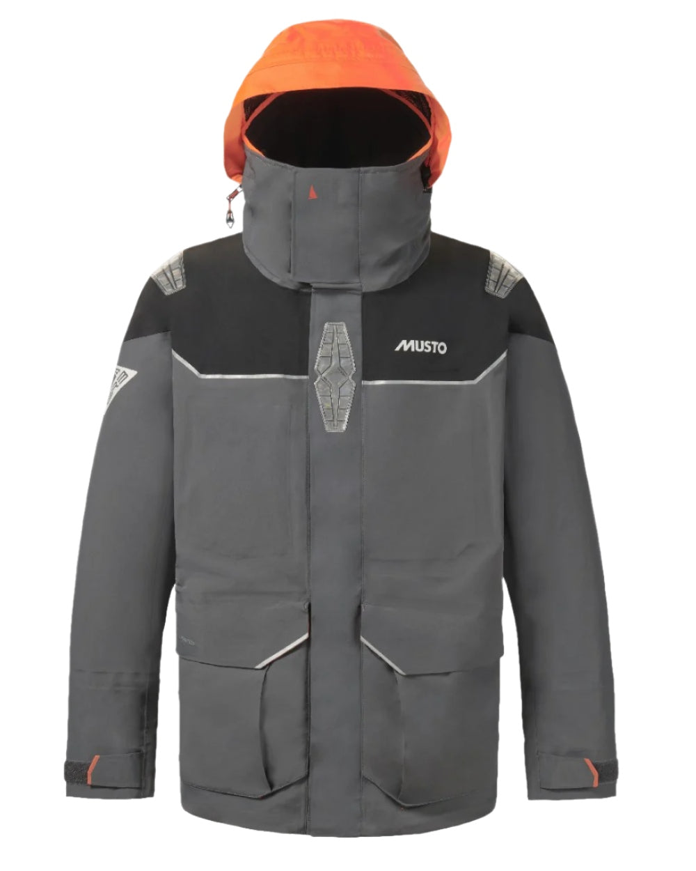 Charcoal coloured Musto Mens BR3 Pertex Offshore Jacket on white background 