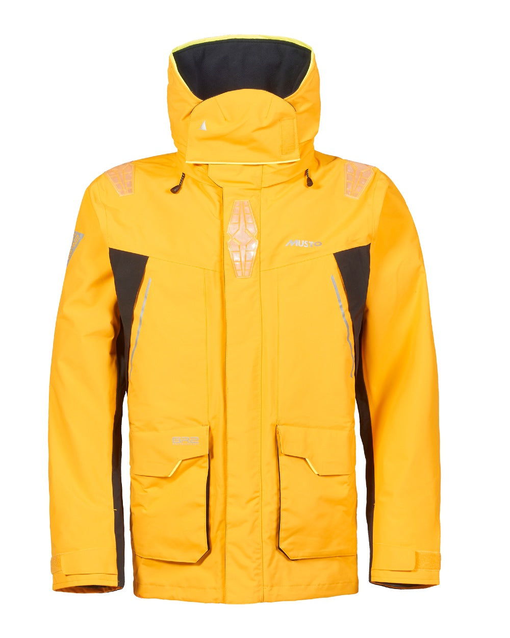 Gold coloured Musto Mens Br2 Offshore Jacket 2.0 on white background 