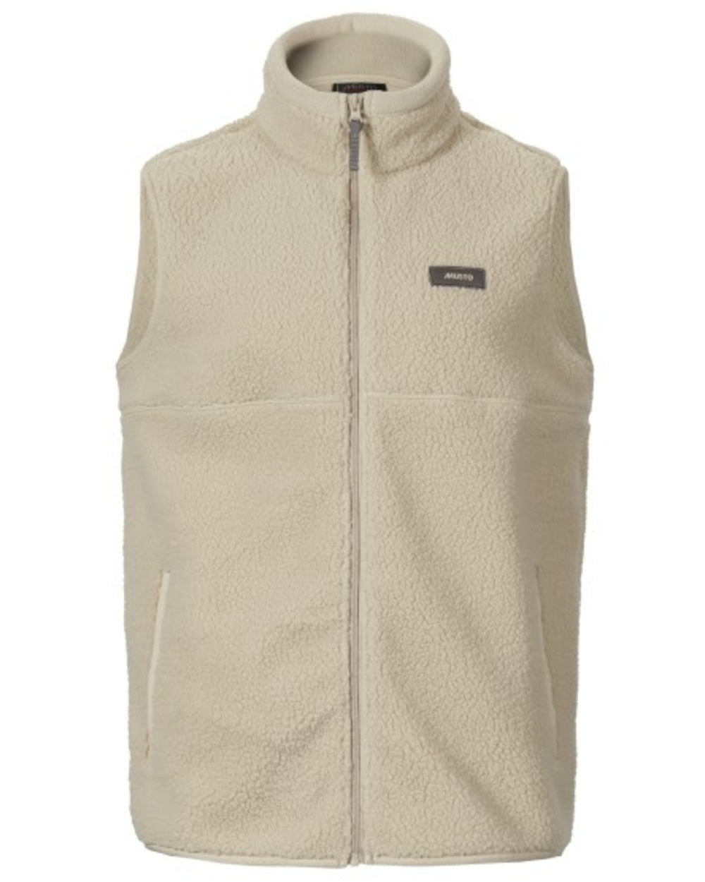 Pure Cashmere coloured Musto Mens Cover Deep Pile Fleece Vest on white background 