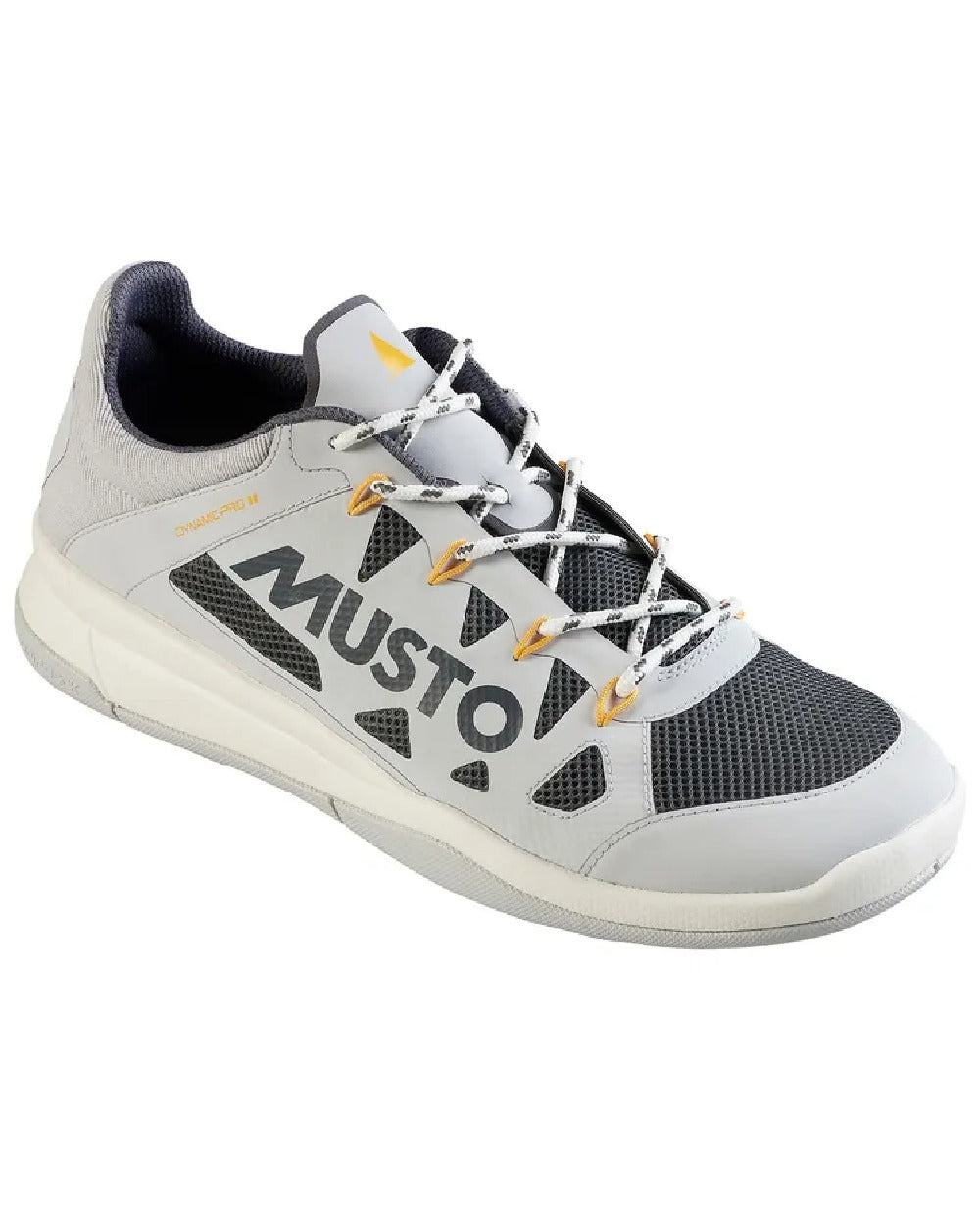 Platinum gold coloured Musto Mens Dynamic Pro II Adapt Sailing Shoes on white background 