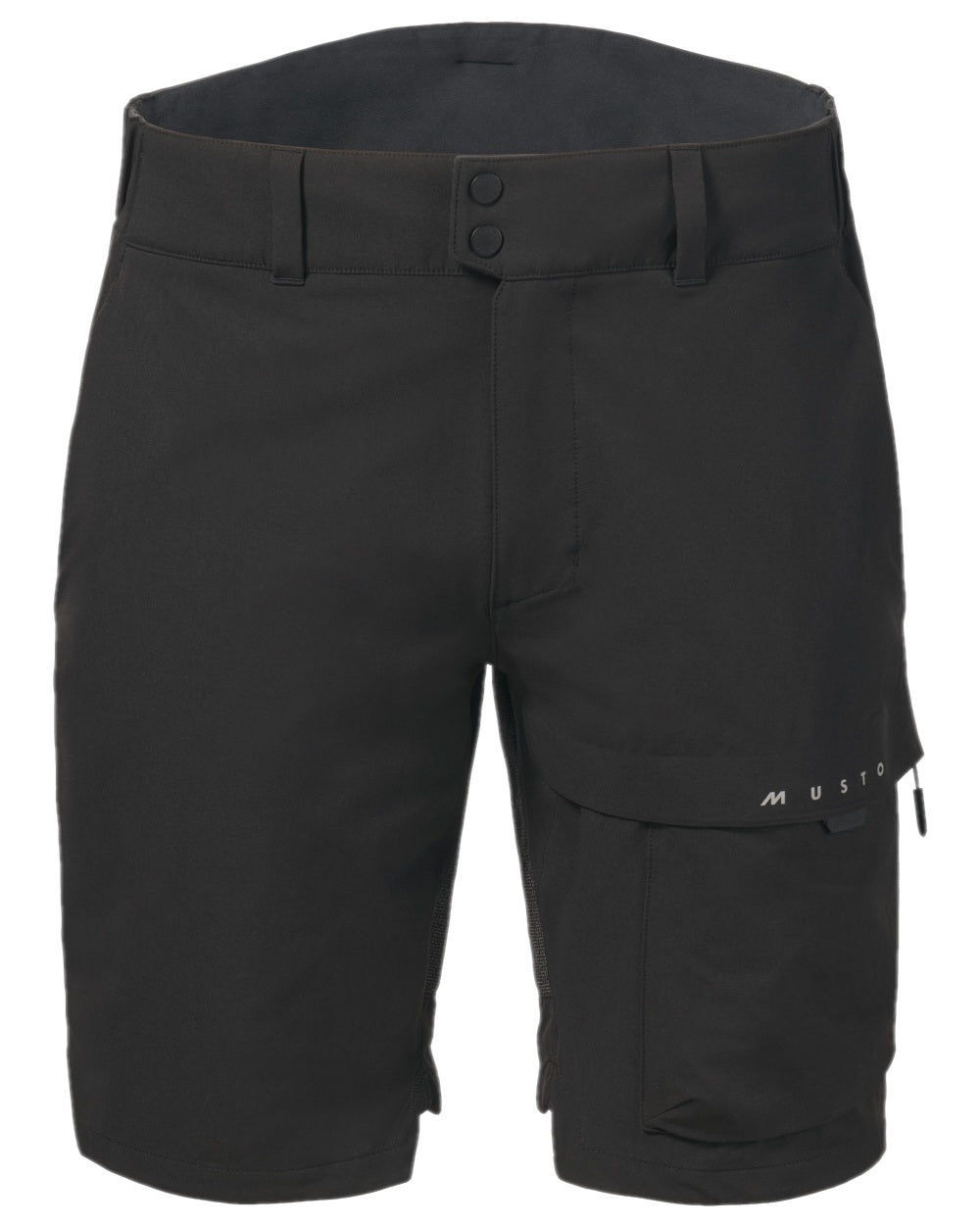 Black Coloured Musto Mens Evo Performance Stretch Shorts on white background 