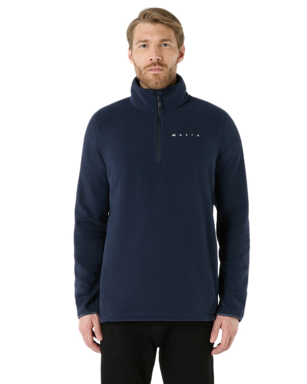 Navy Coloured Musto Mens Evo Polartec 200 Fleece Jacket on white background 
