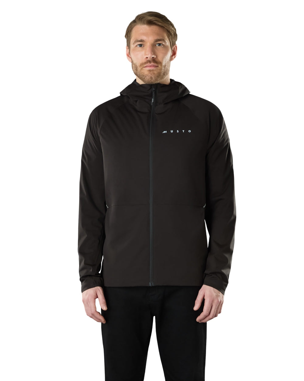 Black Coloured Musto Mens Evo Thermal Primaloft Waterproof Jacket on white background 