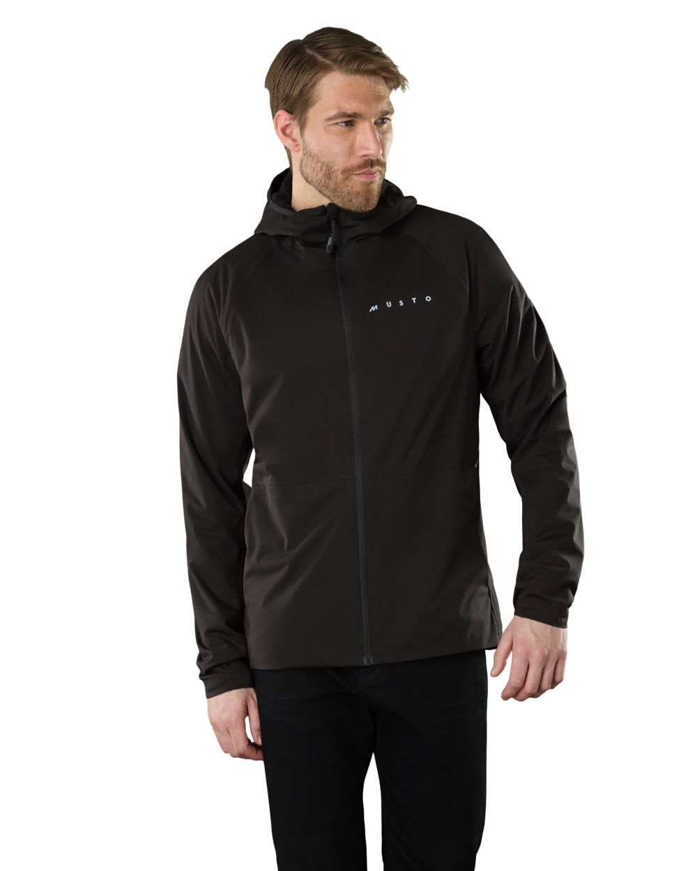 Black Coloured Musto Mens Evo Thermal Primaloft Waterproof Jacket on white background 