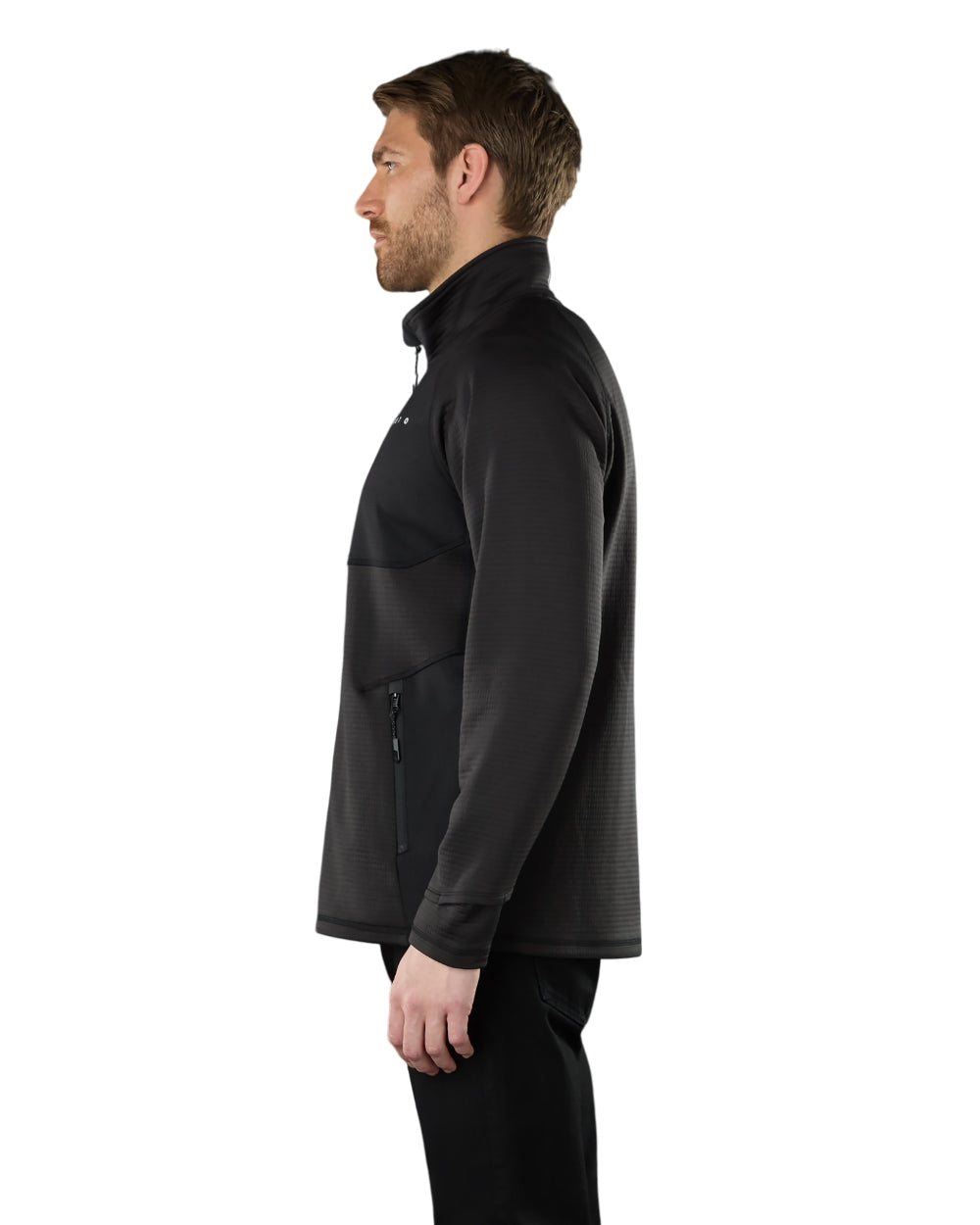 Black Coloured Musto Mens Evo Thermal Tech Fleece Jacket on white background 