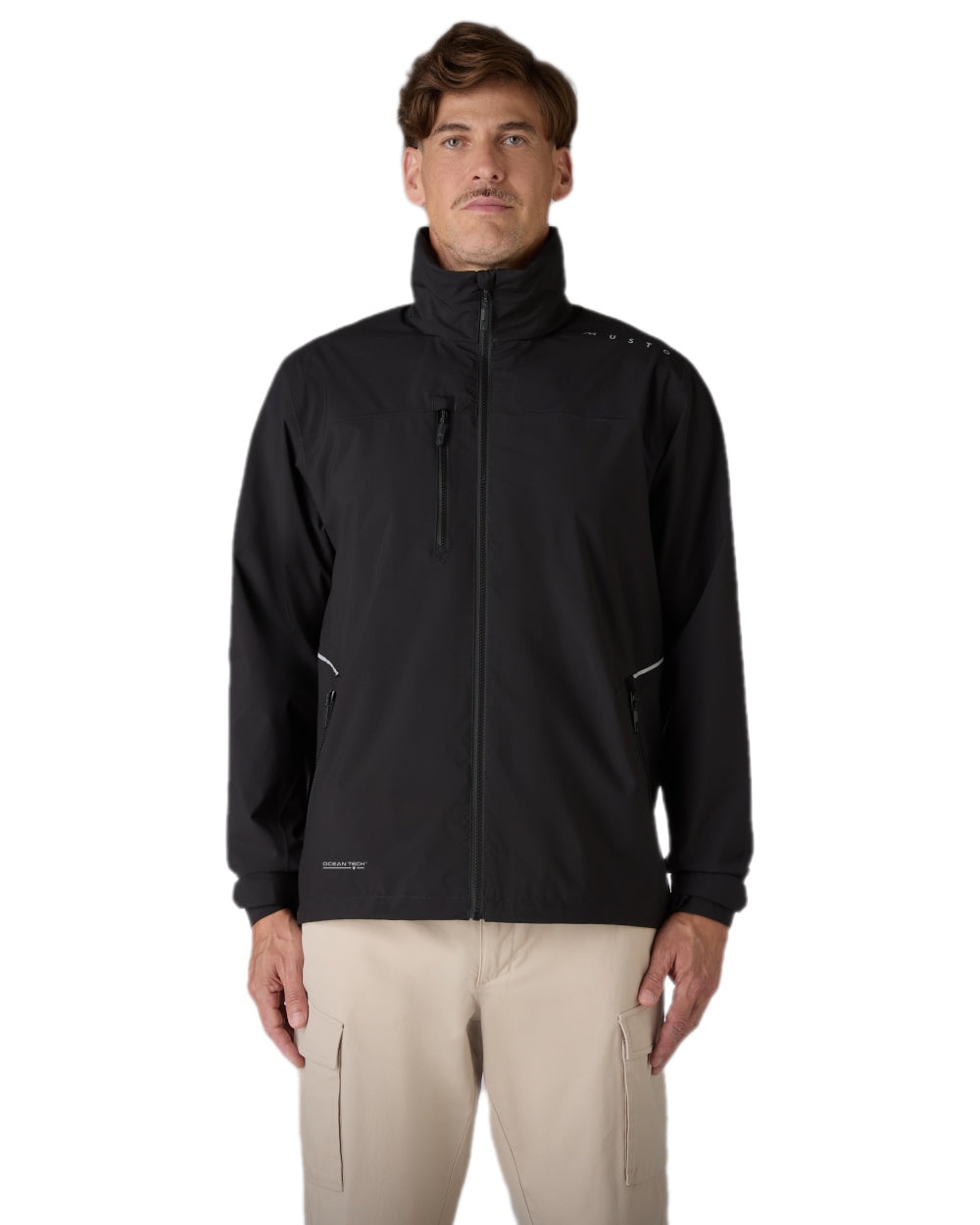 Black Coloured Musto Mens Evo Waterproof Crew Jacket on white background 