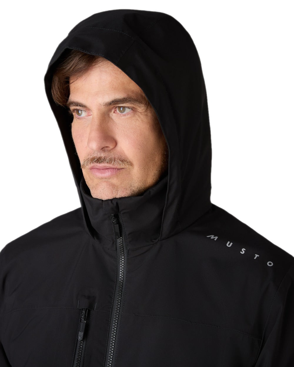 Black Coloured Musto Mens Evo Waterproof Crew Jacket on white background 