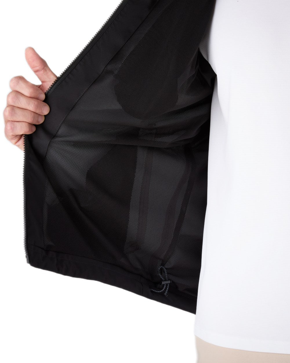 Black Coloured Musto Mens Evo Waterproof Crew Jacket on white background 