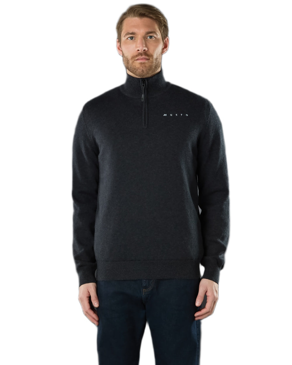 Carbon Coloured Musto Mens Evo Windproof Knit Jacket on white background 