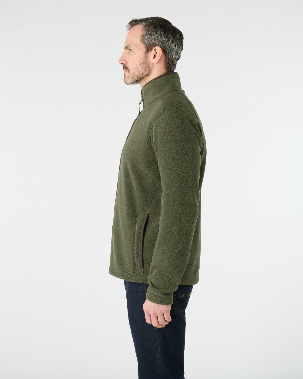 Deep Green Coloured Musto Mens Fenland 200 Polartec Fleece Jacket on White Background 