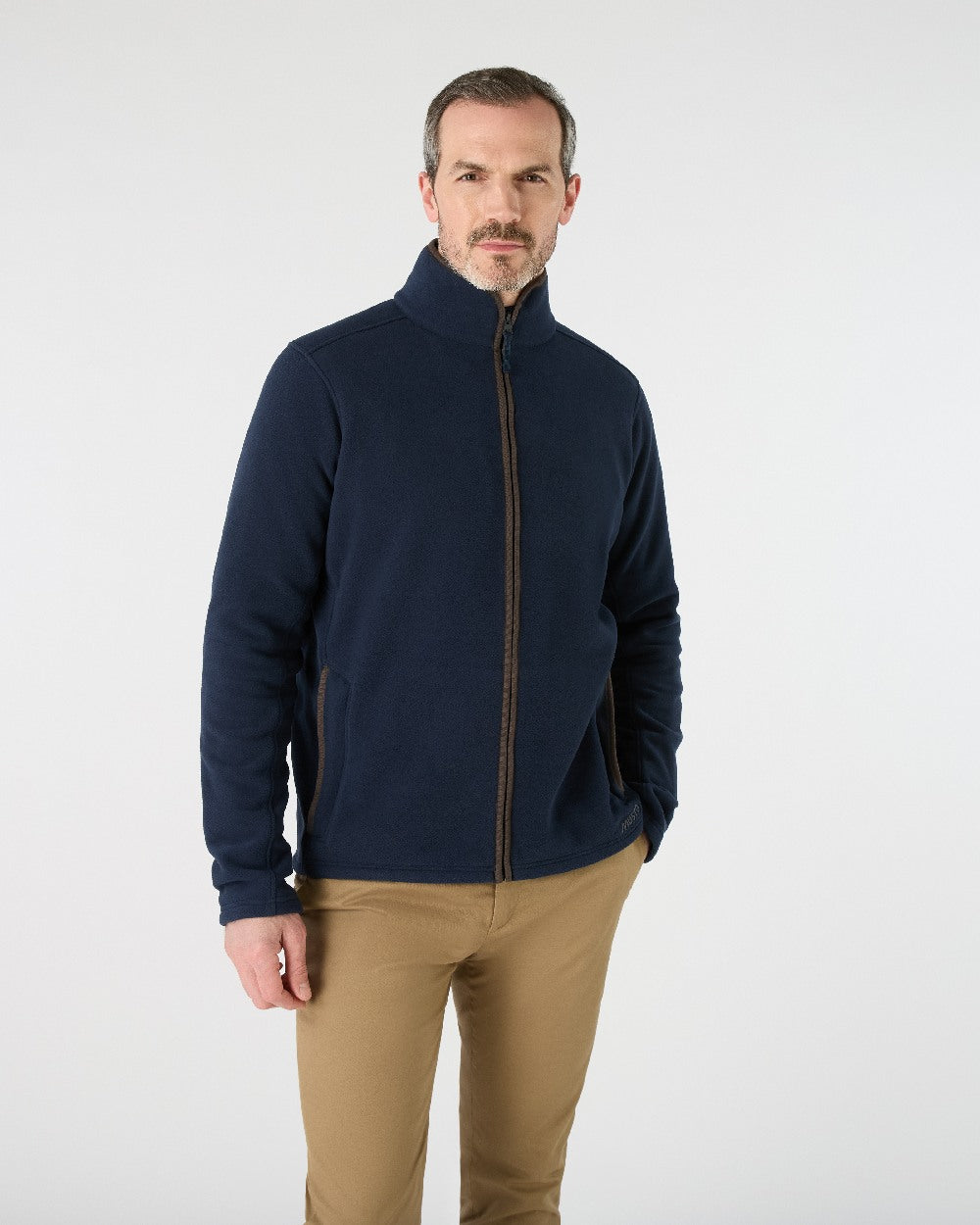 Navy Coloured Musto Mens Fenland 200 Polartec Fleece Jacket on White Background 
