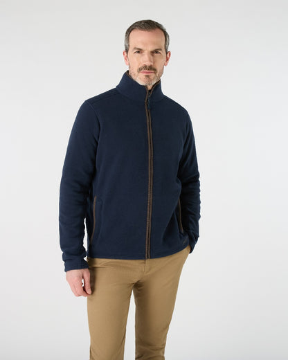 Navy Coloured Musto Mens Fenland 200 Polartec Fleece Jacket on White Background 