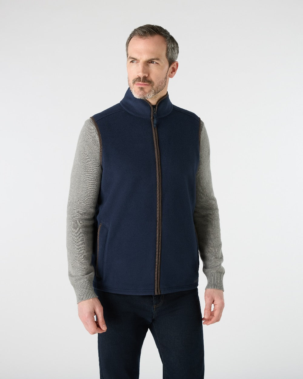 Navy Coloured Musto Mens Fenland 200 Polartec Vest on White Background 