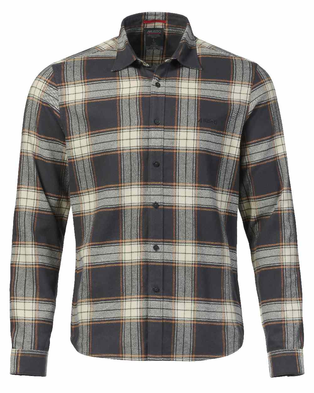 Carbon Coloured Musto Mens Long Sleeve Plaid Shirts on white background 