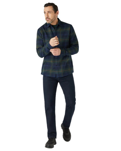 Darkest Spruce Coloured Musto Mens Long Sleeve Plaid Shirts on white background 