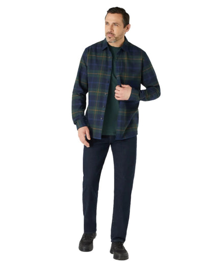 Darkest Spruce Coloured Musto Mens Long Sleeve Plaid Shirts on white background 