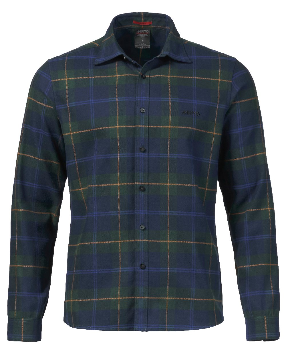 Darkest Spruce Coloured Musto Mens Long Sleeve Plaid Shirts on white background 