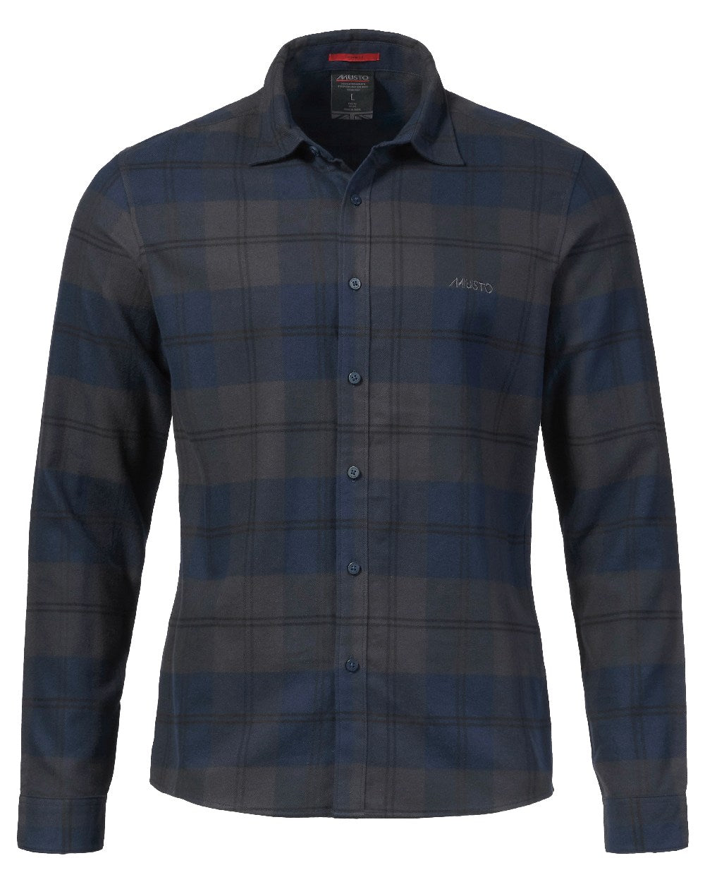 Navy Coloured Musto Mens Long Sleeve Plaid Shirts on white background 